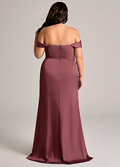 Azazie Johana Abiti da Damigella Abito Convertibile Sirena in Raso Elasticizzato a Spalla Scoperta Merlot image9