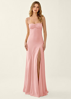 Annastazhia Trübes Rosa Sweetheart Gerafftes Satin Maxi-Kleid mit Schlitz image3