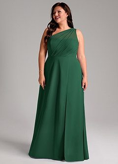 Azazie Phaedra Brautjungfernkleider A-Linie One-Shoulder Chiffon Kleid Dunkelgrün image16