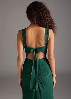 Azazie Jesaphine Bridesmaid Dresses Emerald Sheath Bow Chiffon Dress image6