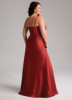 Azazie Lidia Abiti da Damigella Abito Sirena in Raso Elasticizzato Spacco Laterale Melograno image6