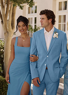 front Ethan Steel Blue Refined Weave Performance Suit