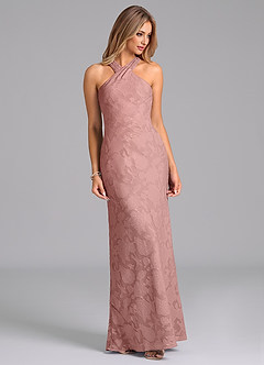 Azazie Doretta Bridesmaid Dresses Dusty Rose Mermaid Pleated Floral Burnout Dress image3