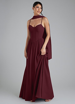 Azazie Alisha Bridesmaid Dresses Cabernet A-Line Corset Chiffon Dress image5