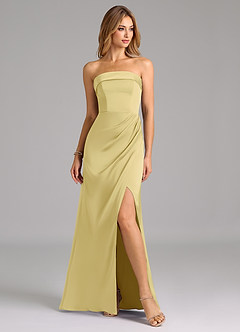 Azazie Aretha Brautjungfernkleider Wandelbar A-Linie Schulterfrei Stretch-Satin Kleid Zitronensorbet image5