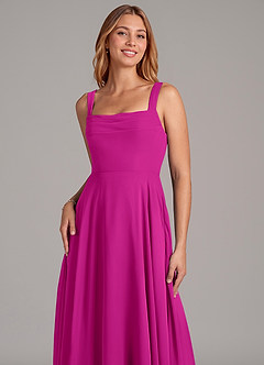 Azazie Shaude Bridesmaid Dresses Fuchsia A-Line Pleated Chiffon Dress image5
