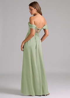Azazie Hattie Bridesmaid Dresses Dusty Sage A-Line Corset Stretch Satin Dress image2