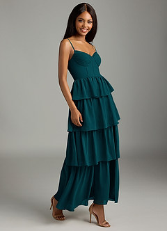 Azazie Kaiden Bridesmaid Dresses Pine A-Line Sweetheart Neckline Chiffon Dress image3