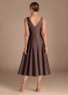 Azazie Fulton Moeder van de bruid jurken A-Lijn Jurk van Stretch Satijn Geplooid Ganache image5