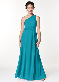 Azazie Cleo Junior Jade A-Line Pleated Chiffon Dress image3