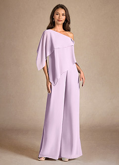 Azazie Halima Mother of the Bride Dresses Frosted Lilac Jumpsuit/Pantsuit Side Slit Chiffon Dress image5