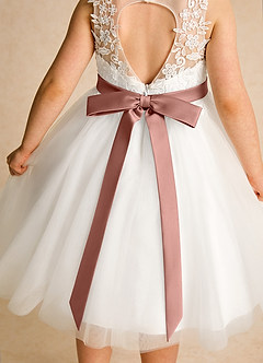 Azazie Lettie Flower Girl Dresses Ivory Cedar Rose Ball-Gown Lace Dress image5