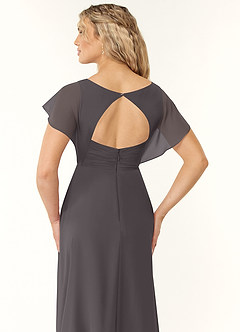 Azazie Rylee Bridesmaid Dresses Steel Grey A-Line Pleated Chiffon Dress image2
