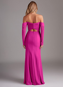 Azazie Hallie Bridesmaid Dresses Fuchsia Mermaid Long Sleeve Chiffon Dress image8