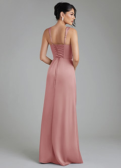 Azazie Sierra Robes à essayer chez vous Robe Trapèze en Satin extensible Corset Rose Poussiéreuse image2