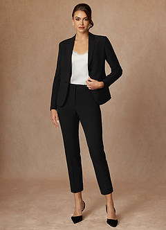 front Whitney Black 고급 직조 소재의 퍼포먼스 크롭 팬츠 수트