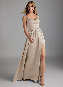 Azazie Chanel Bridesmaid Dresses Frost A-Line Pleated Stretch Satin Dress image6