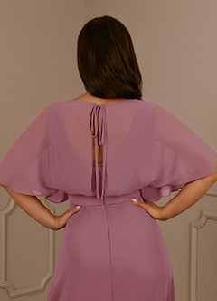 Azazie Oksana Kleider für die Brautmutter A-Linie V-Hals Gefaltet Chiffon Kleid Vintage Mauve image5