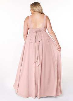 Azazie Kora Bridesmaid Dresses Powder Pink A-Line Pleated Chiffon Dress image8