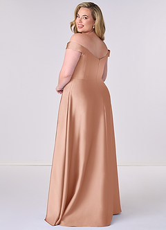 Barbie ♥ Azazie Brautjungfernkleider Wandelbar A-Linie Schulterfrei Stretch-Satin Kleid Roségold image8