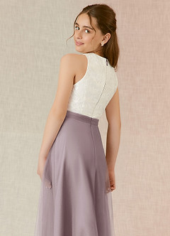 Azazie Albertine Junior A-Linie Spitze Chiffon Kleid Dämmerung image6