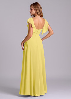 Azazie Leilani Bridesmaid Dresses Canary A-Line Pleated Chiffon Dress image5
