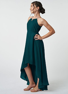 Azazie Oaklynn Junior Vestido de Pino de Gasa de Corte En A con Plisado image4