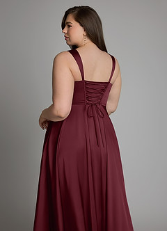 Azazie Azaria Bridesmaid Dresses Cabernet A-Line Corset Stretch Satin Dress image13