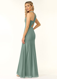 Azazie Rue Vestidos de damas de honor Vestido Salvia Plateada de Gasa de Línea A con Halter image4