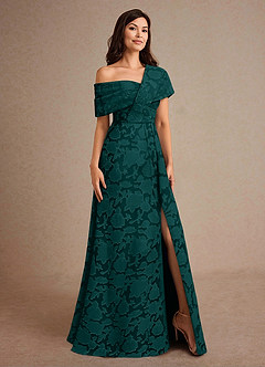 Azazie Milton Abiti per la Madre della Sposa Abito A-Line in Burnout Floreale Plissettato Pino image5