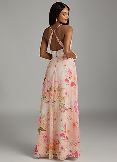 Azazie Davis Bridesmaid Dresses Abstract Bouquet Floral A-Line V-Neck Chiffon Dress image7