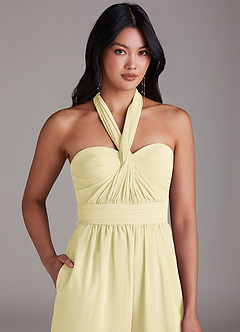 Azazie Lamara Jurken voor bruidsmeisjes Converteerbaar Jumpsuit van Chiffon Off the Shoulder Citroensorbet image9