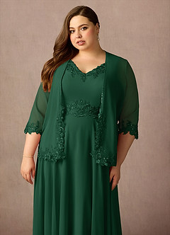 Azazie Devana Mother of the Bride Dresses Dark Green A-Line Sequins Chiffon Dress image14