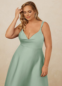 Christian Siriano Bridal for Azazie 1001 Bridesmaid Dresses Agave A-Line Sweetheart Neckline Stretch Satin Dress image16