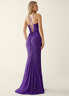 Noellress Dark Purple Lace Sequin Embroidery Beading Prom Dress image7