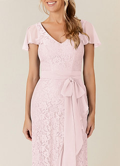 Azazie Knox Abiti per la Madre della Sposa Abito A-Line in Chiffon con Scollo a V Rosa Rossore image5