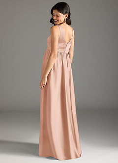 Azazie Yetta Maternity Bridesmaid Dresses A-Line Pleated Stretch Satin Floor-Length Dress image3
