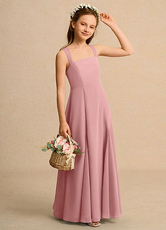 Azazie Tater Girls Formal Flower Girl Dresses Dusty Rose A-Line Pleated Chiffon Dress image3