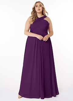 Azazie Kaleigh Bridesmaid Dresses Grape A-Line Pleated Chiffon Dress image7