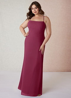 Azazie Tayla Bridesmaid Dresses Mulberry Sheath Square Neckline Chiffon Dress image6