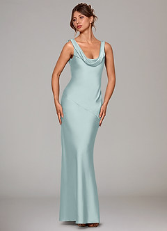 Azazie Rylina Brautjungfernkleider Meerjungfrau-Linie Stretch-Satin Kleid Nebel image3