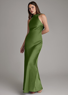 Azazie Dimitra Bridesmaid Dresses Juniper A-Line Pleated Stretch Satin Dress image6
