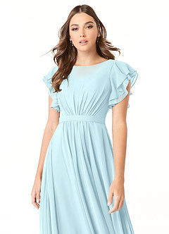 Azazie Daphne vestidos de dama de honor modestos Vestido Línea A Volantes Largo hasta el suelo Gasa image4
