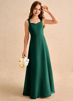 Azazie Makani Girls Formal Flower Girl Dresses Emerald A-Line Sweetheart Neckline Chiffon Dress image4