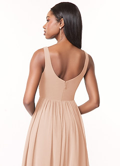 Azazie Keyla Bridesmaid Dresses English Rose A-Line V-Neck Pleated Chiffon Dress image4