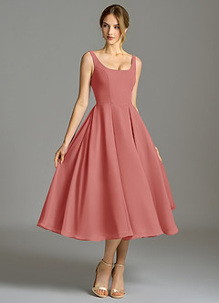 Azazie Amalie Suknie dla druhen Linia A Pofałdowany Szyfon Długość herbaty Sukienka image3