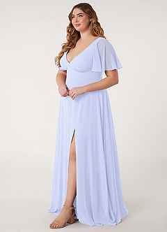 Azazie Kimber Bridesmaid Dresses Lavender A-Line Flounce Sleeve Chiffon Dress image11