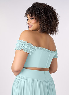 Barbie ♥ Azazie Bridesmaid Dresses Sea Glass A-Line Off the Shoulder Chiffon Convertible Dress image12