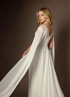 Azazie Linnea Wedding Dresses Cream A-Line Scoop Chiffon Dress image10