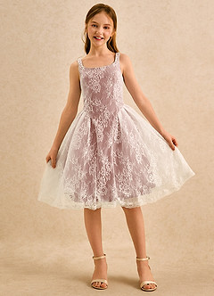 Azazie Cubbie Girls Formal Flower Girl Dresses Cedar Rose A-Line Lace Dress image4